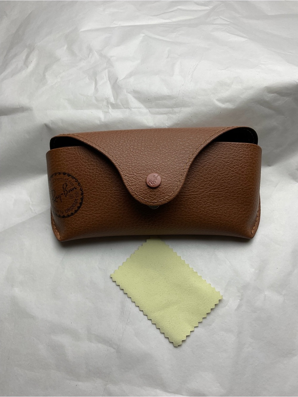 Ray-Ban Brown Sunglasses Case with Yellow Cleaning Cloth